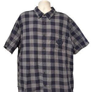 Harley-Davidson Mens Short Sleeve Button Up Blue Plaid Shirt 3XL